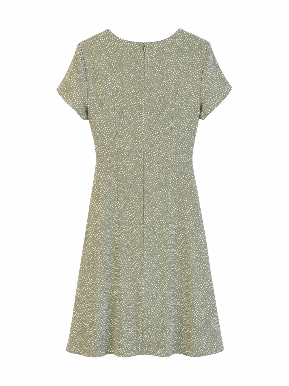 Coldwater Creek Sage Green Polka Dot Fit & Flare Dress Size 10 Belted Midi - Picture 3 of 4